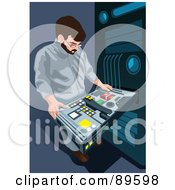 Poster, Art Print Of Man Working On A Server Computer Rack