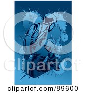Poster, Art Print Of Blue Male Snowboarder