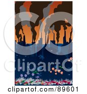 Poster, Art Print Of City Of Water With Smoke Rising From Factory Chimneys
