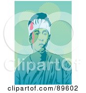Royalty Free RF Clipart Illustration Of A Bleeding Man Wearing A Bandage Around His Head by mayawizard101