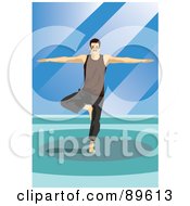 Poster, Art Print Of Yoga Man Balancing On One Leg