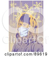 Royalty Free RF Clipart Illustration Of A Woman Wearing A Mask Over Her Face To Prevent Getting Sick by mayawizard101