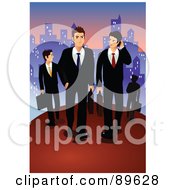 Poster, Art Print Of Team Of Professional Business Men Walking Through A City At Dusk