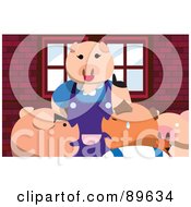 Royalty Free RF Clipart Illustration Of A Scene Of A Mother Pig Lecturing Her Children by mayawizard101