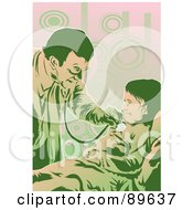 Poster, Art Print Of Friendly Doctor Using A Stethoscope On A Little Girl