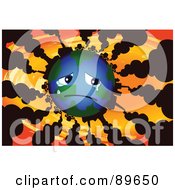 Poster, Art Print Of Sad Globe Crying With Vehicles And Factories Polluting The Atmosphere With Smoke