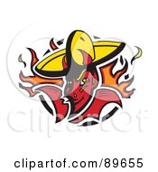 Poster, Art Print Of Fiery Devil Wearing A Yellow Hat