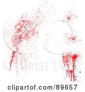 Digital Collage Of Red Blood Splatter Elements On White