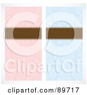 Poster, Art Print Of Digital Collage Of Pink And Blue Background With Brown Text Boxes