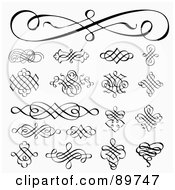 Poster, Art Print Of Digital Collage Of Elegant Swirl Design Elements Over Shaded White