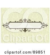 Royalty Free RF Clipart Illustration Of A Pastel Yellow Floral Background With An Ornate Brown Text Box