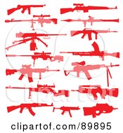 Poster, Art Print Of Digital Collage Of Red Silhouetted Rifles