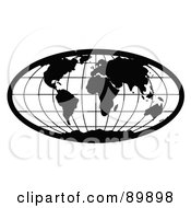 Royalty Free RF Clipart Illustration Of A Stretched Black Oval World Atlas Globe by BestVector #COLLC89898-0144