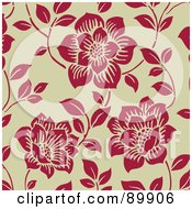 Royalty Free RF Clipart Illustration Of A Seamless Red And Beige Floral Pattern Background Version 1