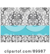 Royalty Free RF Clipart Illustration Of A Blue Text Box Over A Gray Floral Background