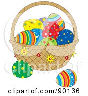 Poster, Art Print Of Easter Basket With Patterned Eggs