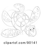 Royalty Free RF Clipart Illustration Of An Outlined Spotted Sea Turtle