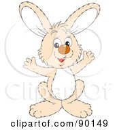 Royalty Free RF Clipart Illustration Of A Happy Beige And White Bunny Rabbit