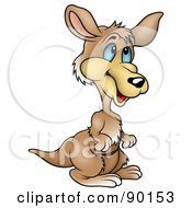 Royalty Free RF Clipart Illustration Of A Blue Eyed Kangaroo Facing Right