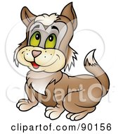 Royalty Free RF Clipart Illustration Of A Brown Kitten With Green Eyes