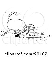 Royalty Free RF Clipart Illustration Of An Outlined Toon Dog Sniffing by gnurf #COLLC90162-0050