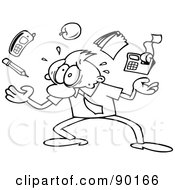 Poster, Art Print Of Outlined Toon Guy Struggling To Juggle His Duties
