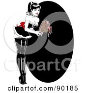 Poster, Art Print Of Sexy Baker Pinup Woman Carrying A Cake With Dripping Frosting