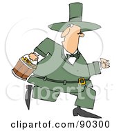 Royalty Free RF Clipart Illustration Of A Chubby Leprechaun Running With A Bucket Of Gold Coins