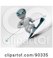 Royalty Free RF Clipart Illustration Of A 3d White Character Skiing Version 3