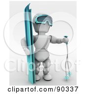 Poster, Art Print Of 3d White Character Skiing - Version 4