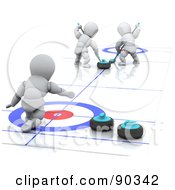 3d White Characters In A Curling Match