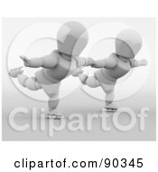 Royalty Free RF Clipart Illustration Of A 3d Figure Skating White Character Pair Version 1 by KJ Pargeter