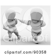 Poster, Art Print Of 3d White Character Speed Skaters - Version 2