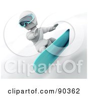 Royalty Free RF Clipart Illustration Of A 3d White Character Snowboarding Version 3 by KJ Pargeter