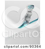 Royalty Free RF Clipart Illustration Of A 3d White Character Skiing Version 6