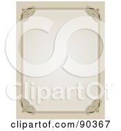 Poster, Art Print Of Ornate Border Of Beige With Flourished Corners Around White Space