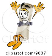 Diploma Mascot Cartoon Character Jumping