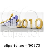 Poster, Art Print Of 3d Blue Bar Graph Showing Profit In 2010