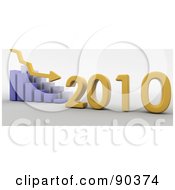 Poster, Art Print Of 3d Blue Bar Graph Showing Loss In 2010