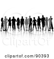 Royalty Free RF Clipart Illustration Of A Crowd Of Silhouetted Young Adults Standing