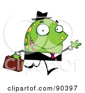 Royalty Free RF Clipart Illustration Of A Waving Toon Monster Businessman In A Black Suit