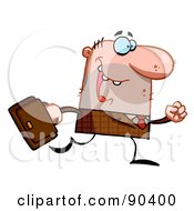 Royalty Free RF Clipart Illustration Of A Toon Businessman In A Brown Plaid Suit Carrying A Briefcase