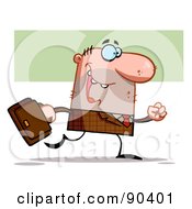 Businses Toon Man In A Brown Plaid Suit Carrying A Briefcase
