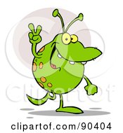Poster, Art Print Of Peaceful Spotted Green Alien Walking