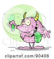 Royalty Free RF Clipart Illustration Of A Horned Monster Holding A Green Potion
