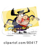 Royalty Free RF Clipart Illustration Of A Western Cowboy Ready To Draw His Pistols