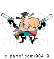 Poster, Art Print Of Outlaw Cowboy Holding Up Two Pistols