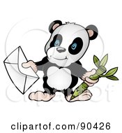 Poster, Art Print Of Panda Bear Holding A Pencil And An Envelope