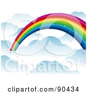 Poster, Art Print Of Background Of A Sparkly Rainbow Over The Clouds