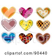 Royalty Free RF Clipart Illustration Of A Digital Collage Of Colorful Heart Patches And Designs Version 2